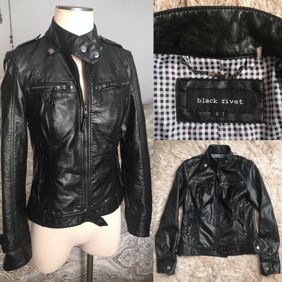 Black Rivet Jackets & Blazers - Nordstrom Black Rivet Vegan Leather Moto Jacket